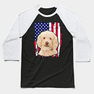 Poodle Us Flag 4Th Of July Baseball T-Shirt